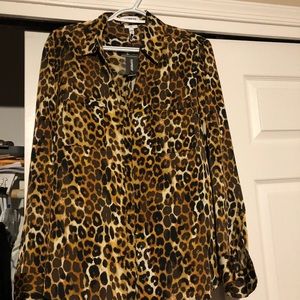 Long sleeve express leopard print blouse